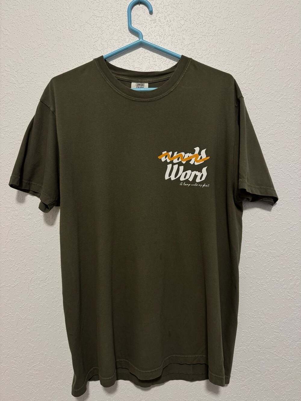 Comfort Colors Follow The Word Olive Green Graphic T-Shirt